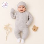 طقم مواليد صوف خفيف _ بيج _