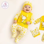 طقم ميلاد ولادي - أصفر-
